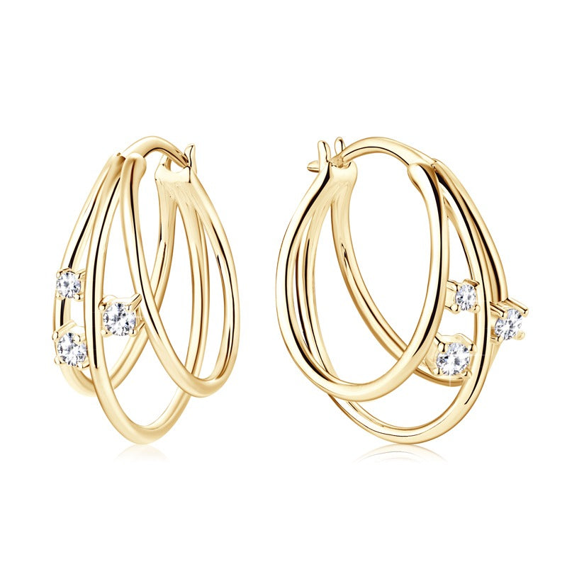 DAYBREAK - Triple Diamond Hoop Earrings