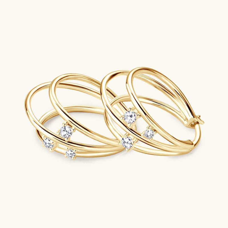 DAYBREAK - Triple Diamond Hoop Earrings