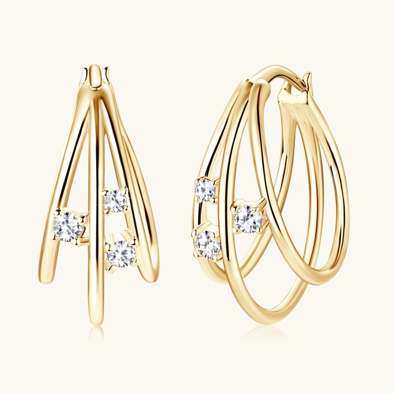 DAYBREAK - Triple Diamond Hoop Earrings