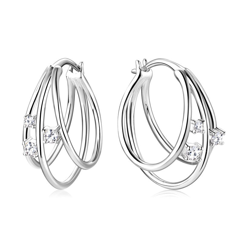 DAYBREAK - Triple Diamond Hoop Earrings