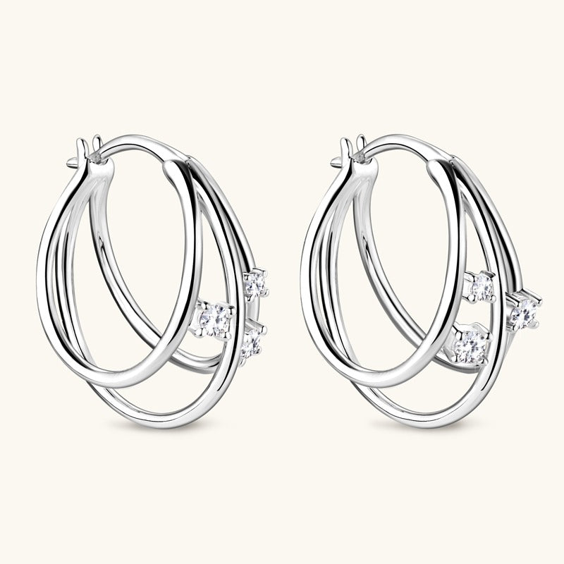 DAYBREAK - Triple Diamond Hoop Earrings