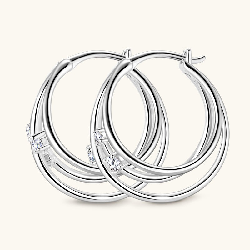 DAYBREAK - Triple Diamond Hoop Earrings