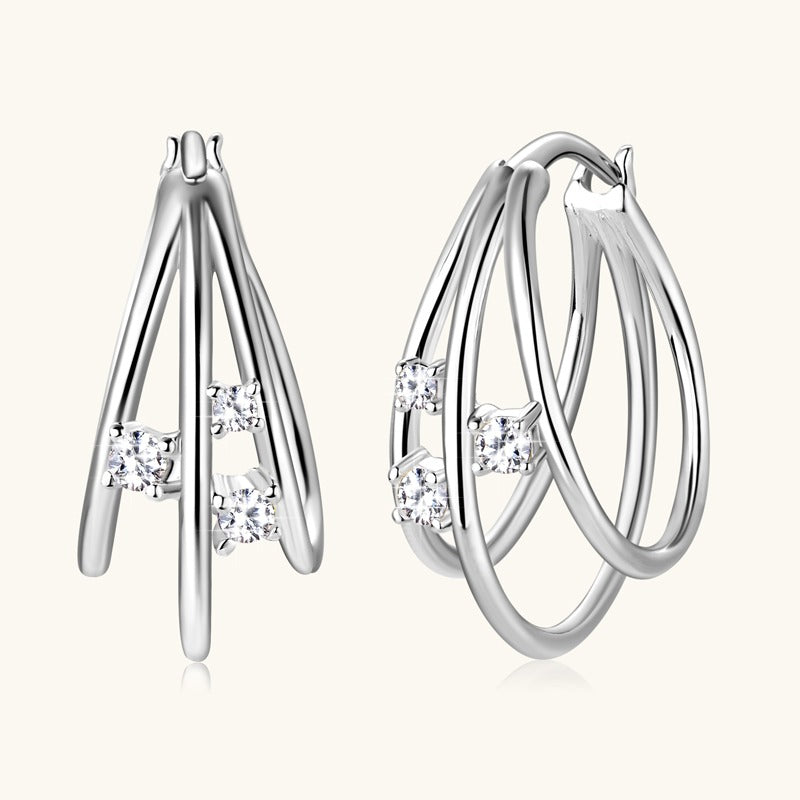 DAYBREAK - Triple Diamond Hoop Earrings