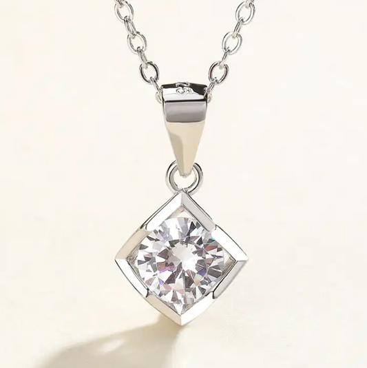 CARMINE - Sterling Silver and 5A Zircon Chain Necklace