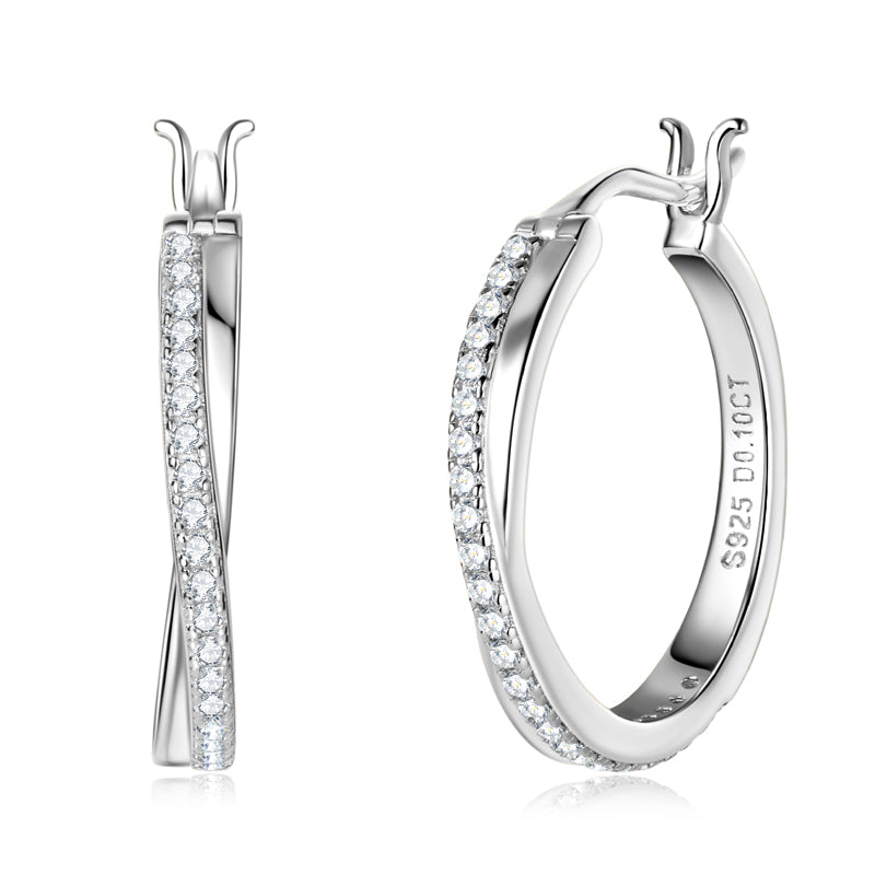 HARTLEY - Diamond Crossover Hoop Earrings