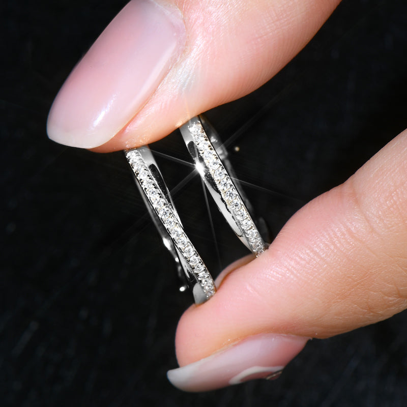 HARTLEY - Diamond Crossover Hoop Earrings
